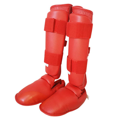 Shin Guards for Combat Martial Arts Kickboxing PU Leather Adjustable Leg Guards Shin Pads with Instep Guard for Adults Teenager