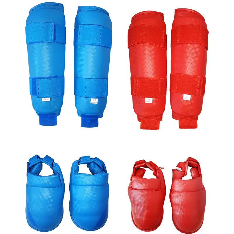 Shin Guards for Combat Martial Arts Kickboxing PU Leather Adjustable Leg Guards Shin Pads with Instep Guard for Adults Teenager
