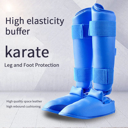 Shin Guards for Combat Martial Arts Kickboxing PU Leather Adjustable Leg Guards Shin Pads with Instep Guard for Adults Teenager