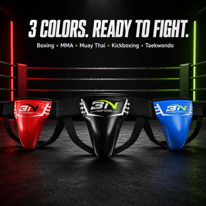 BN Male Boxing Groin Guard PU Leather Protective Cup Jockstrap Crotch Protector for MMA Muay Thai Kickboxing Taekwondo Sanda
