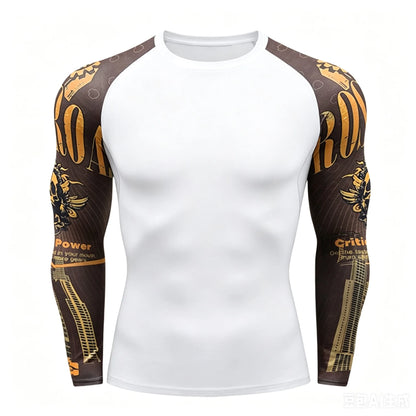 Men's MMA Rashguard T-shirt Long Sleeve Muay Thai BJJ Jiu Jitsu Fitness Gym Boxing Compression Shirt Fitness Gym Wear