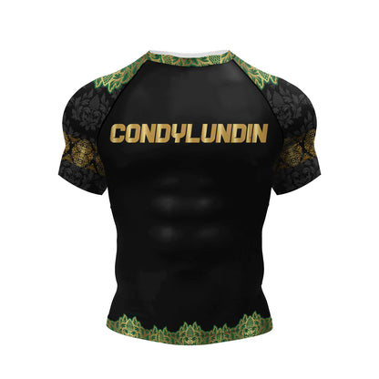 Jiu Jitsu Raglan Compression Rash Guard Unisex Oni Demon Graphic Print, BJJ MMA Training Top, Stretch Quick Dry Sportswear