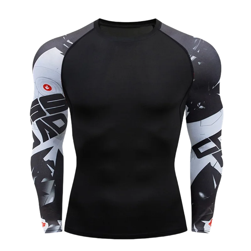 Men's MMA Rashguard T-shirt Long Sleeve Muay Thai BJJ Jiu Jitsu Fitness Gym Boxing Compression Shirt Fitness Gym Wear