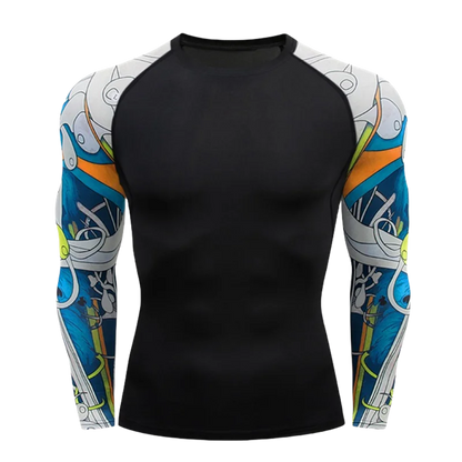 Men's MMA Rashguard T-shirt Long Sleeve Muay Thai BJJ Jiu Jitsu Fitness Gym Boxing Compression Shirt Fitness Gym Wear
