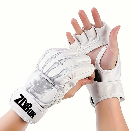 1 Pair of Pu Boxing Gloves Mma Gloves Half Finger Sandbag Taekwondo Muay Thai Gloves Professional Boxing Training Equipment