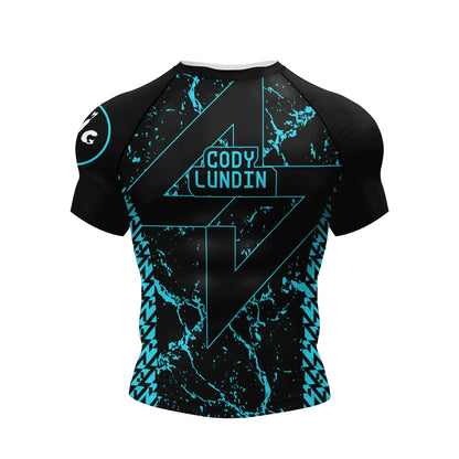 Jiu Jitsu Raglan Compression Rash Guard Unisex Oni Demon Graphic Print, BJJ MMA Training Top, Stretch Quick Dry Sportswear