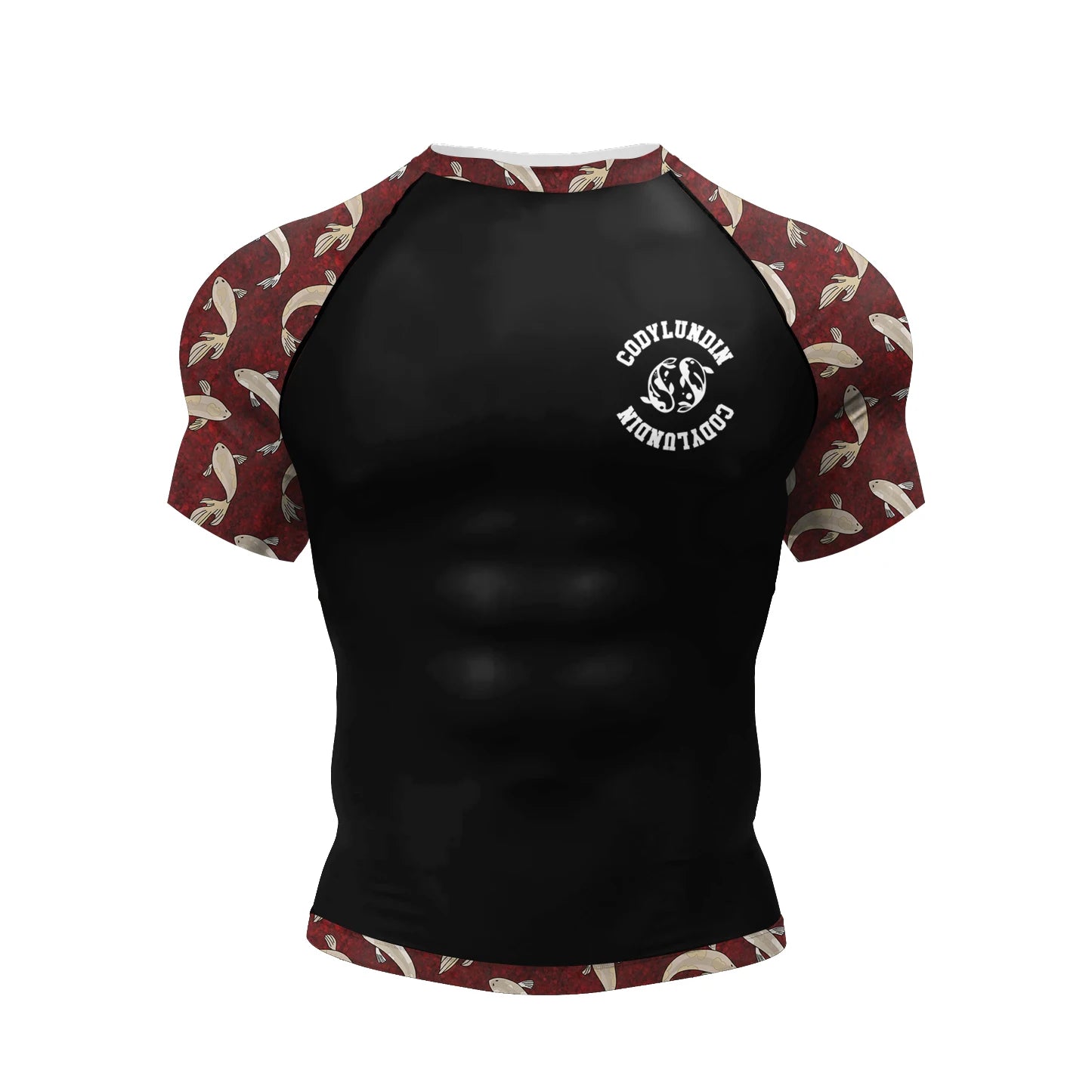 Jiu Jitsu Raglan Compression Rash Guard Unisex Oni Demon Graphic Print, BJJ MMA Training Top, Stretch Quick Dry Sportswear