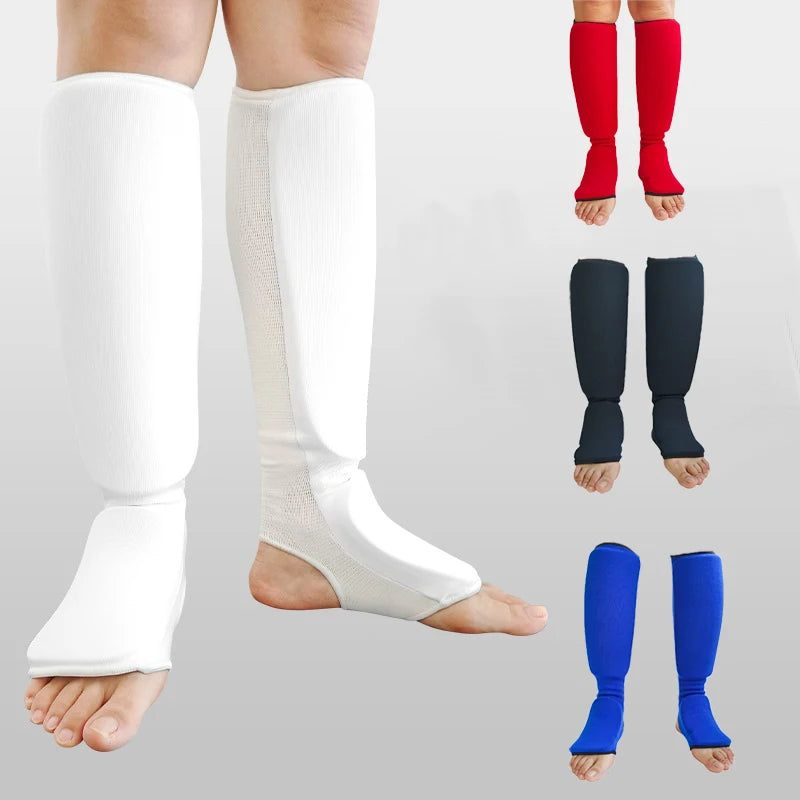 Shin Guards with Instep Protection Breathable Fabric Thick EVA Foam Padding for Karate Kickboxing Muay Thai Training Shin Gear