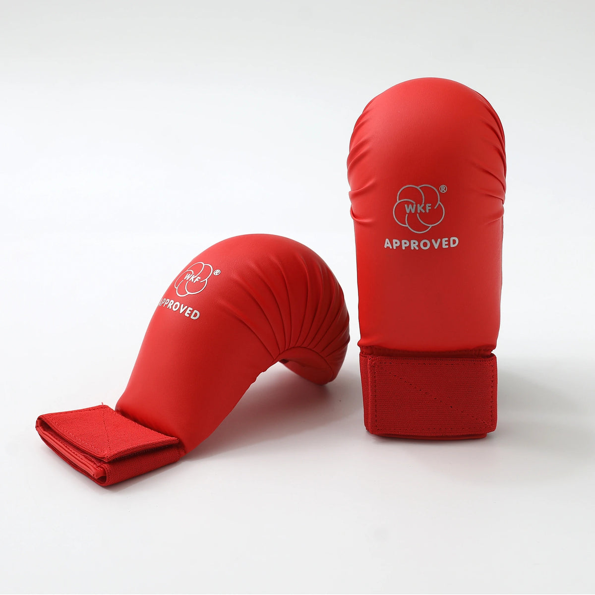 WKF Approved Karate Gloves, Half-Fingered, Red, Blue, White, Thick Padded Boxing Gloves, PU Material, for Children and Adults, Competition Use
