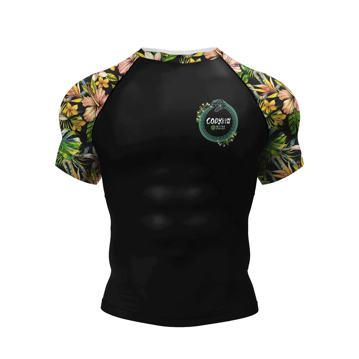 Jiu Jitsu Raglan Compression Rash Guard Unisex Oni Demon Graphic Print, BJJ MMA Training Top, Stretch Quick Dry Sportswear