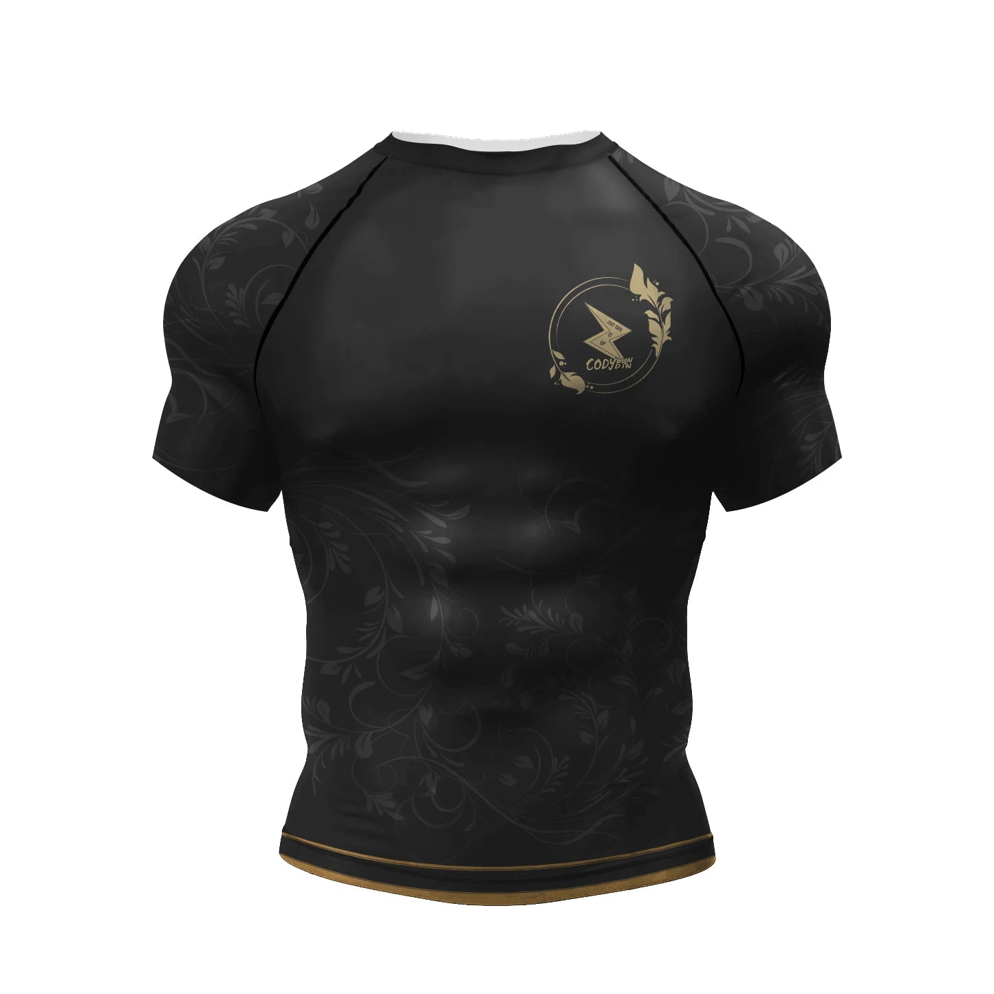 Jiu Jitsu Raglan Compression Rash Guard Unisex Oni Demon Graphic Print, BJJ MMA Training Top, Stretch Quick Dry Sportswear
