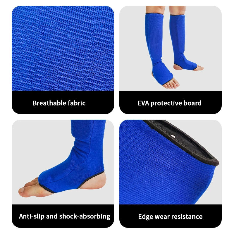 Shin Guards with Instep Protection Breathable Fabric Thick EVA Foam Padding for Karate Kickboxing Muay Thai Training Shin Gear