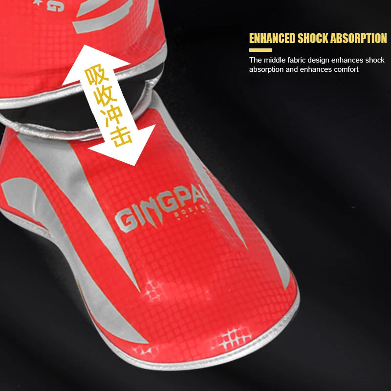 Muay Thai Shin Guard for Combat,Sanda Training,Kid Adult Boxing Leg Protectors With Reinforced Toe Durable Ankle Shin Protection