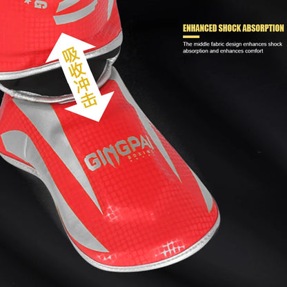 Muay Thai Shin Guard for Combat,Sanda Training,Kid Adult Boxing Leg Protectors With Reinforced Toe Durable Ankle Shin Protection