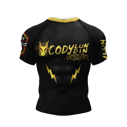 Jiu Jitsu Raglan Compression Rash Guard Unisex Oni Demon Graphic Print, BJJ MMA Training Top, Stretch Quick Dry Sportswear