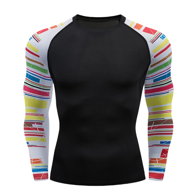 Men's MMA Rashguard T-shirt Long Sleeve Muay Thai BJJ Jiu Jitsu Fitness Gym Boxing Compression Shirt Fitness Gym Wear