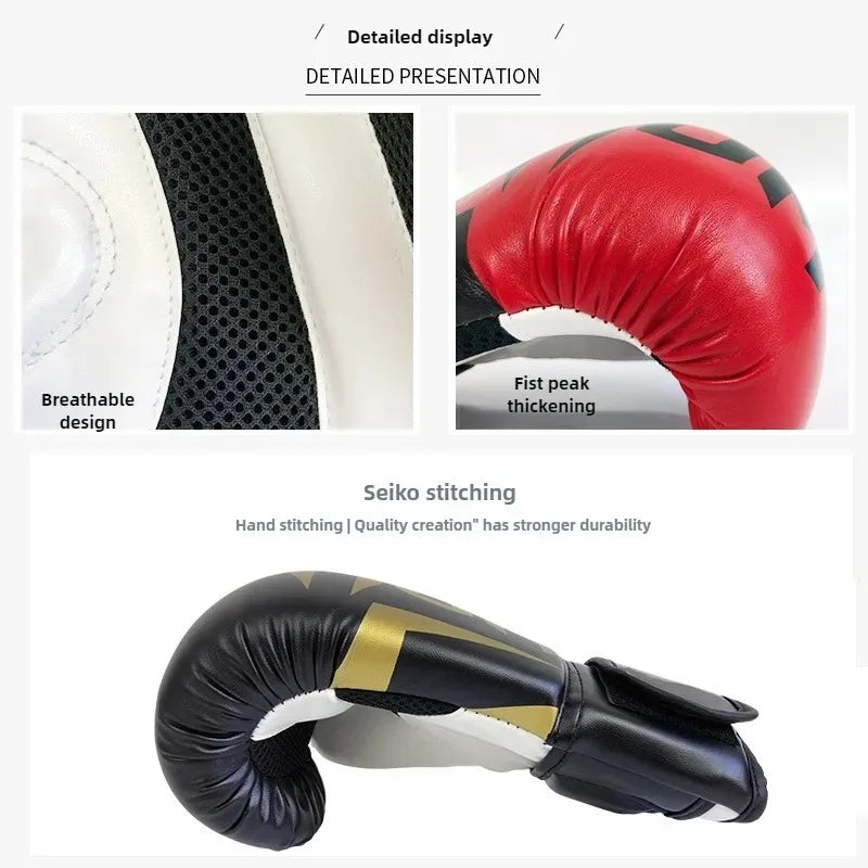 6oz, 8oz, 10oz, 12oz, 14oz, 16oz Boxing Gloves, PU Leather Breathable Professional Boxing Gloves Taekwondo, Muay Thai