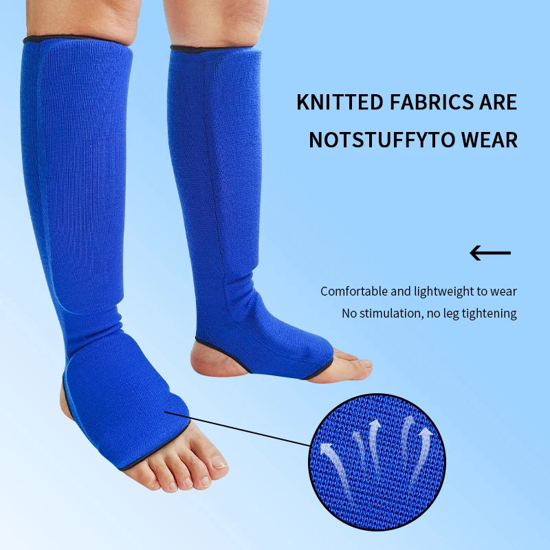 Shin Guards with Instep Protection Breathable Fabric Thick EVA Foam Padding for Karate Kickboxing Muay Thai Training Shin Gear