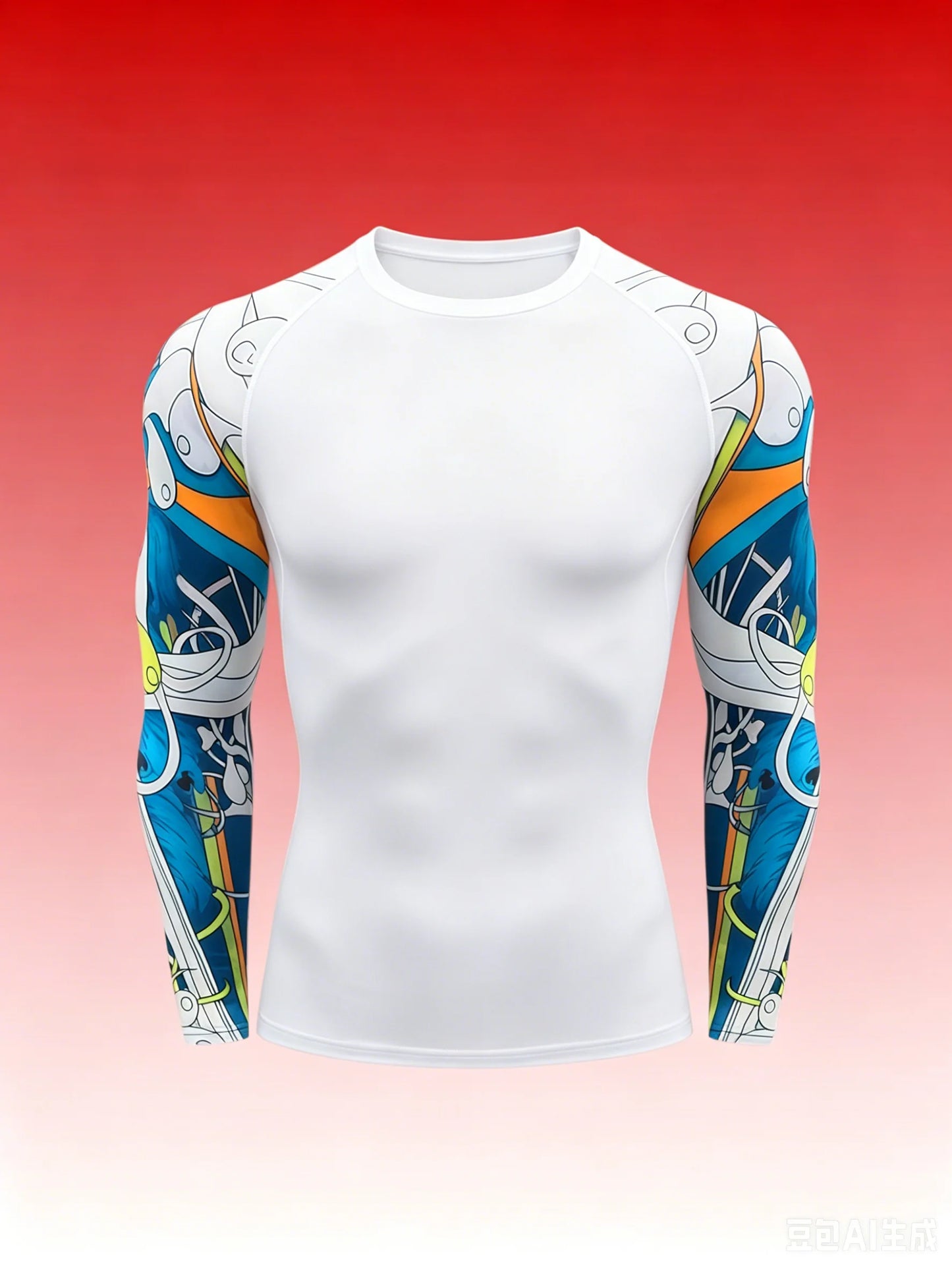 Men's MMA Rashguard T-shirt Long Sleeve Muay Thai BJJ Jiu Jitsu Fitness Gym Boxing Compression Shirt Fitness Gym Wear
