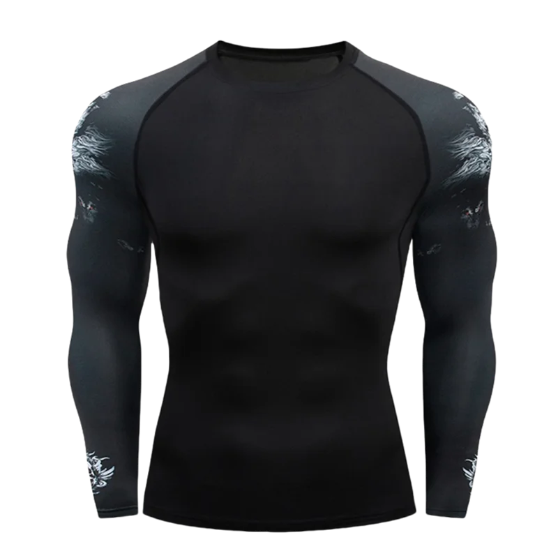 Men's MMA Rashguard T-shirt Long Sleeve Muay Thai BJJ Jiu Jitsu Fitness Gym Boxing Compression Shirt Fitness Gym Wear