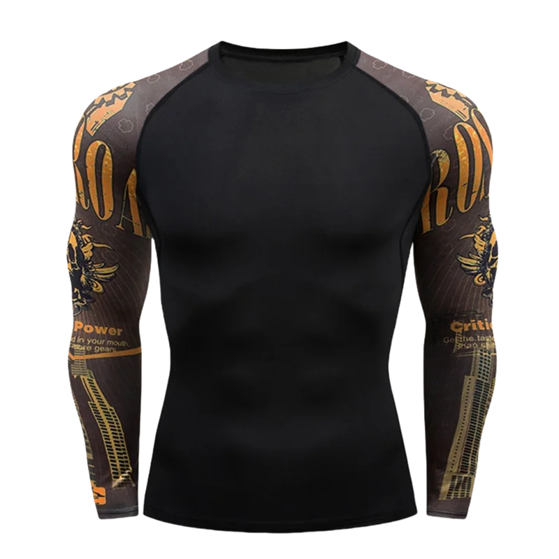 Men's MMA Rashguard T-shirt Long Sleeve Muay Thai BJJ Jiu Jitsu Fitness Gym Boxing Compression Shirt Fitness Gym Wear
