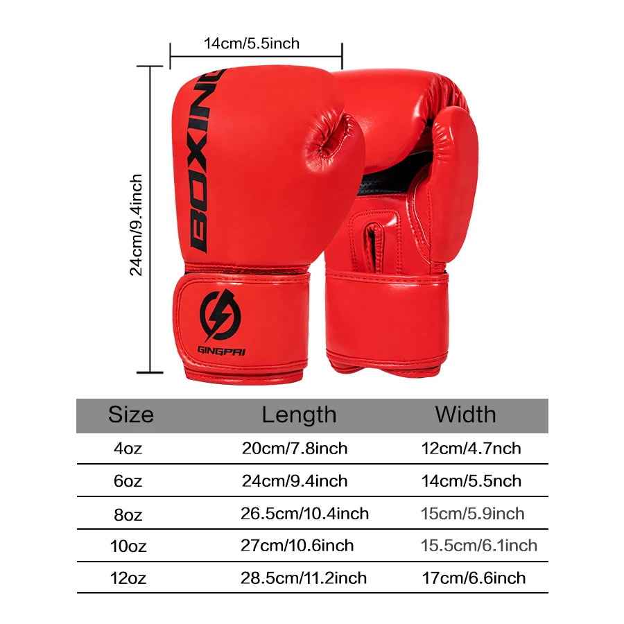 4/6/8/10/12oz Boxing Gloves Professional Adult Sanda Muay Thai Fighting Gloves Men Kid Women Training Sandbag Free Fight MMA