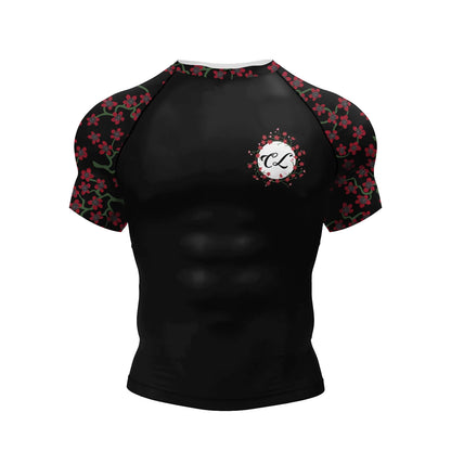 Jiu Jitsu Raglan Compression Rash Guard Unisex Oni Demon Graphic Print, BJJ MMA Training Top, Stretch Quick Dry Sportswear